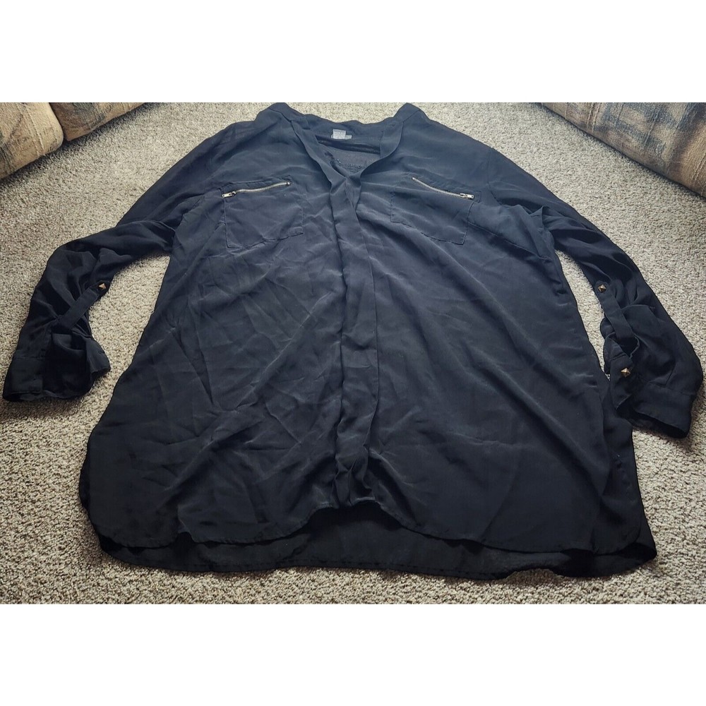 Dots plus size 3x Large Long Cuff Sleeve Button Up sheer Zipper Dress XXXL